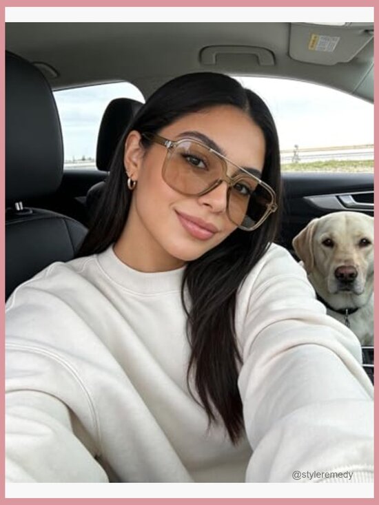 Trendy Square Aviator Sunglasses with UV Protection main image 6
